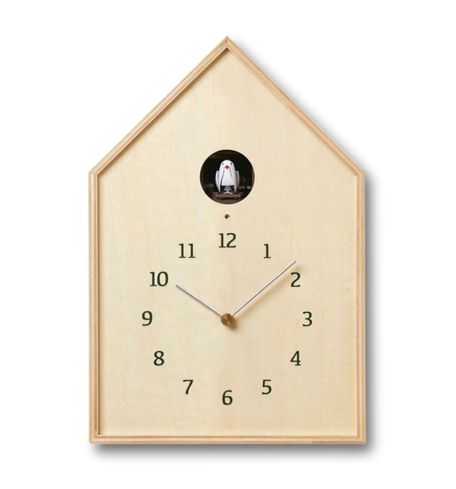 Lemnos Birdhouse Cuckoo Clock, Natural Wood
