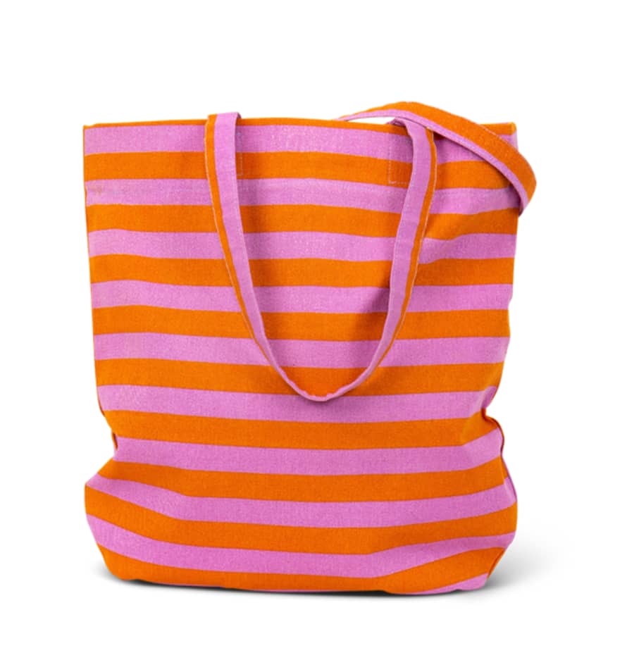 Afroart Orange & Purple Randa Striped Cotton Tote Bag