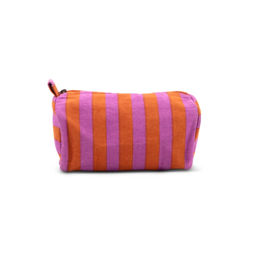 Afroart Orange and Purple Randa Striped Cotton Toiletry Bag