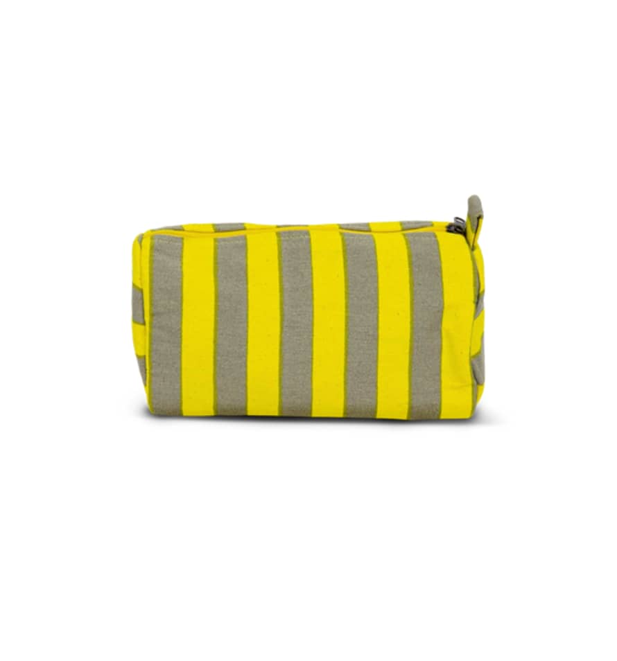 Afroart Yellow and Grey Randa Striped Cotton Toiletry Bag