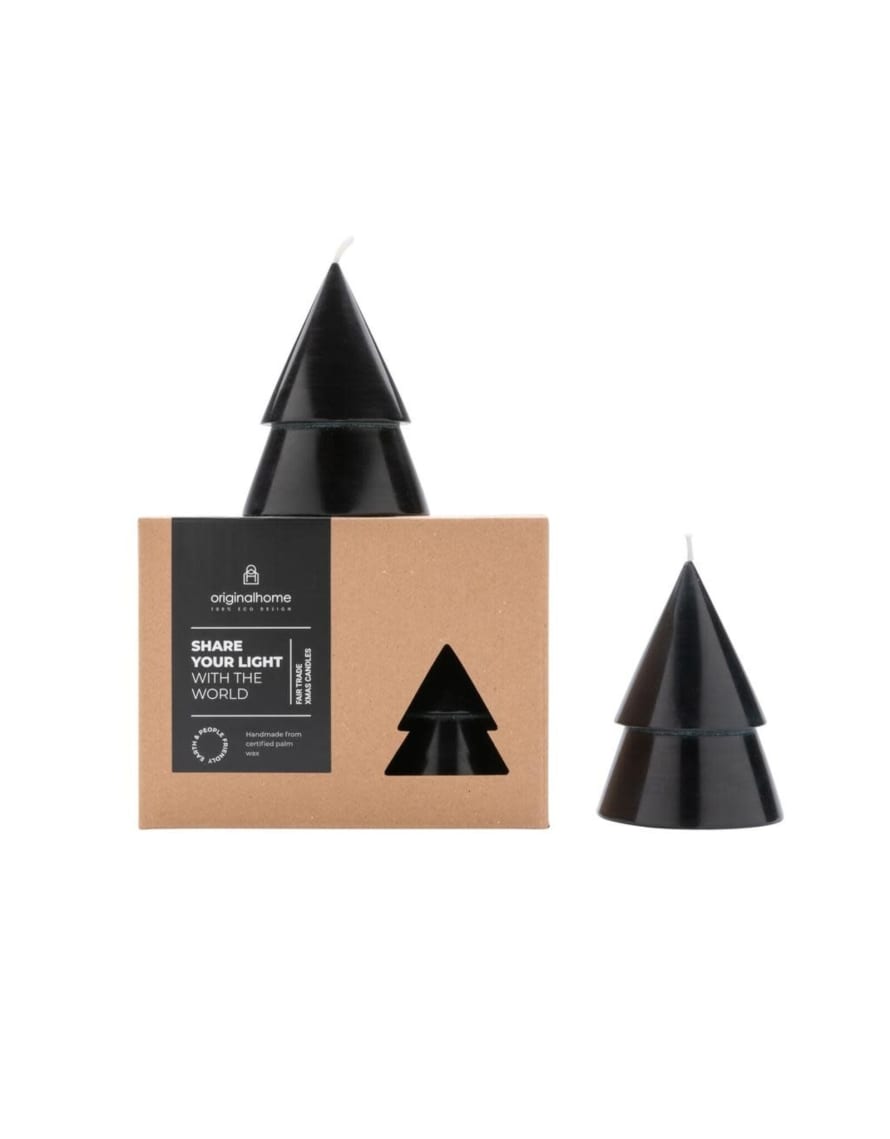 Originalhome Set of 2 Medium Black Xmas Tree Candles