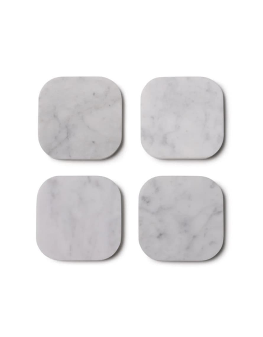 Mooisa Set of 4 White Marble Organic Coasters