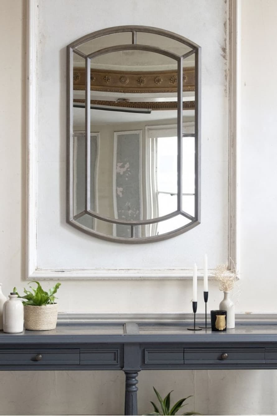 The Home Collection Wilton Iron Panel Rounded Natural Mirror