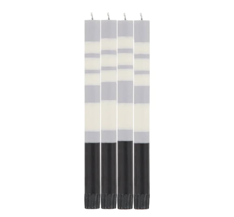 British Colour Standard Pack of 4 Jet Black Pearl White and Dove Grey Eco Dinner Candles