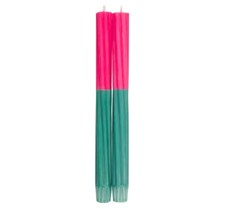 British Colour Standard Pack of 2 Neyron Pink and Beryl Green Spiral Mixed Eco Candles
