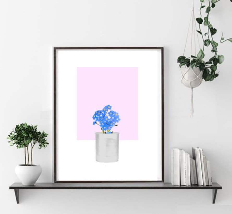 Siobhán Harton Studio Forget-Me-Not with Butterfly on Flower Print – Soft Pink
