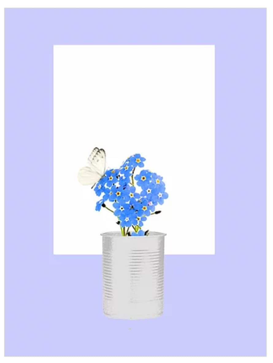 Siobhán Harton Studio Forget-Me-Not with Butterfly on Flower Print – Perwinkle