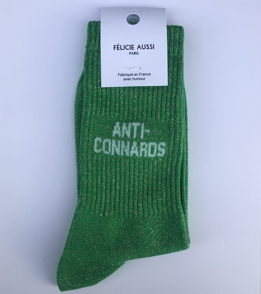 Félicie Aussi Chaussettes Femme Anti-connards Lurex Verte