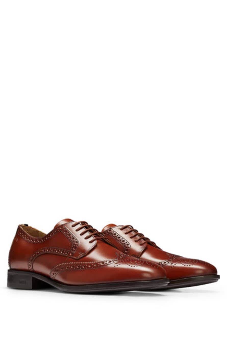 Hugo Boss Boss - Colby Brown Derby Shoes In Leather With Brogue Details 50503609 210