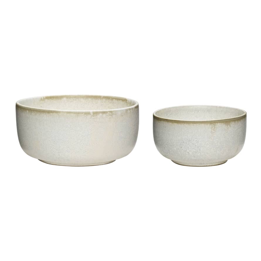 Hubsch Set of 2 Clay Bowls in Off White