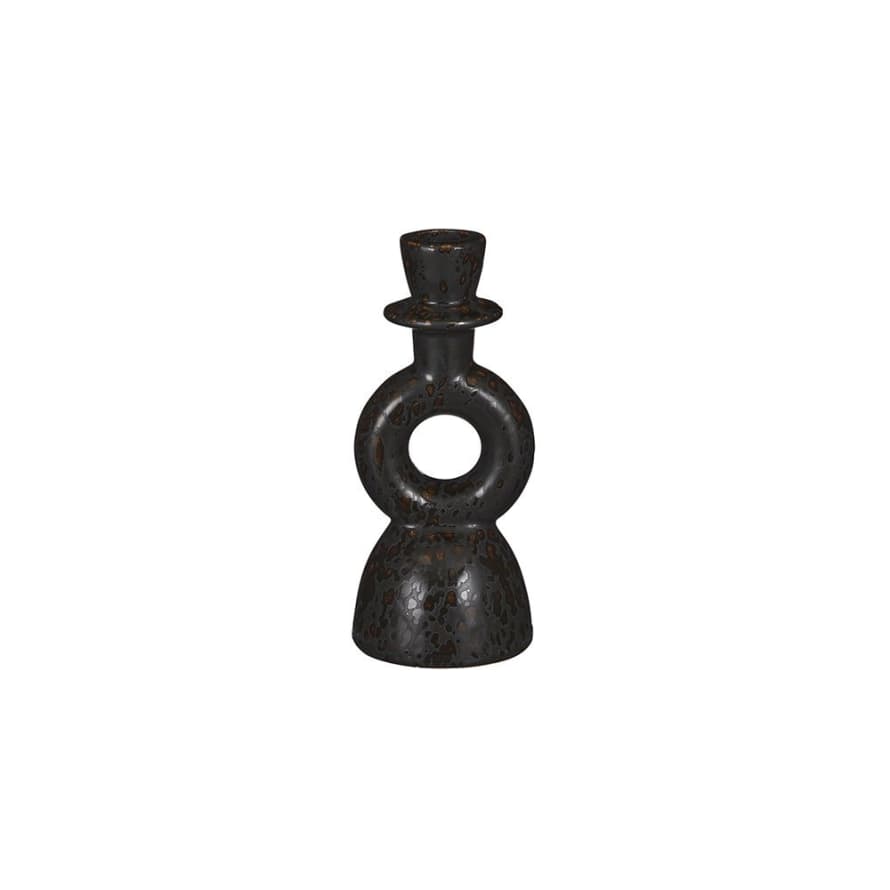 Terra Nomade Small Black Ceramic Candle Holder