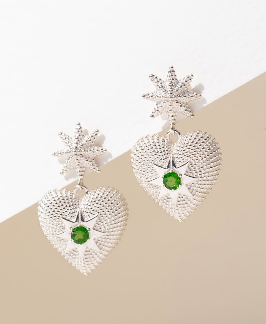 Zoe and Morgan  Brave Heart Silver Chrome Diopside Earrings 