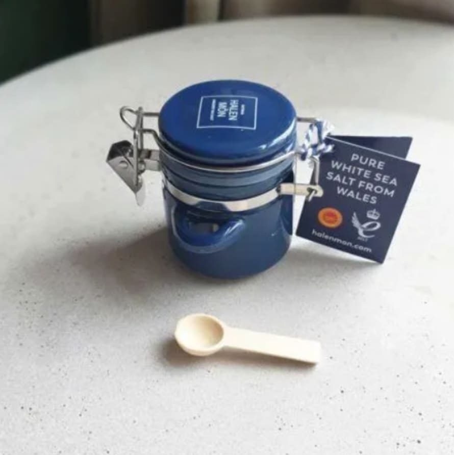 Halen Mon Mini Blue Ceramic Jar With Pure Sea Salt