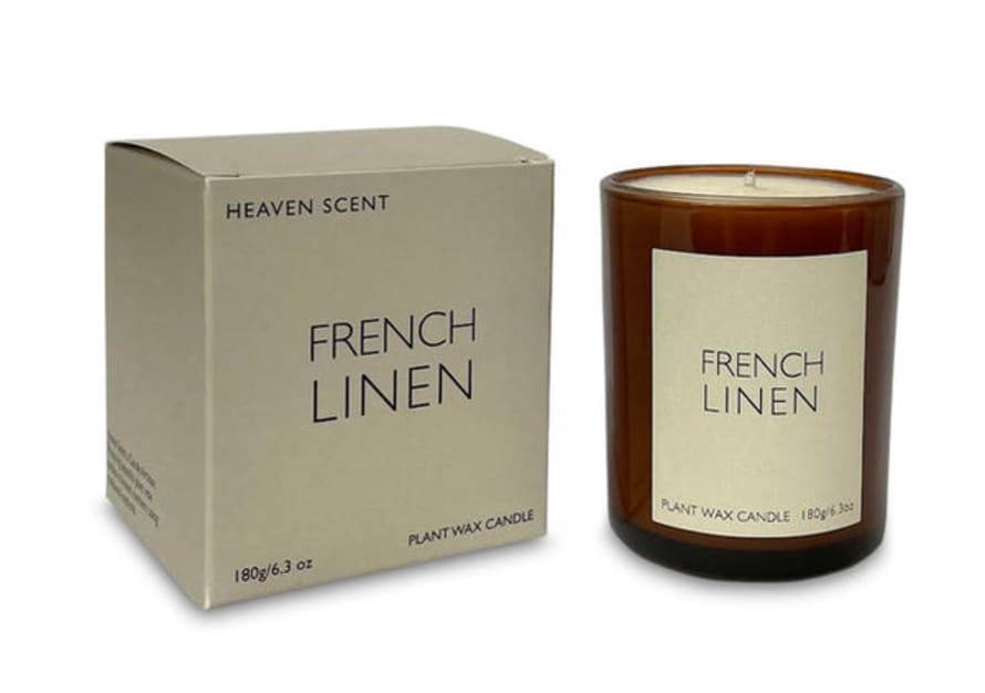 Heaven Scent French Linen 20cl Amber Glass Candle
