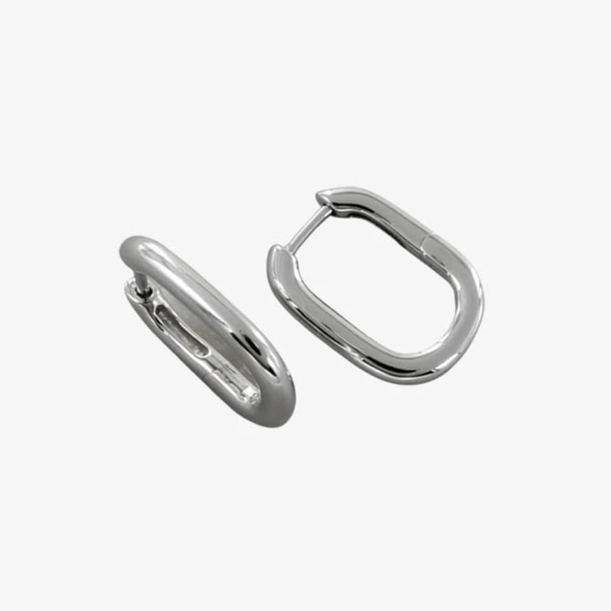 Reeves & Reeves Silver Rectangular Hoop Earrings