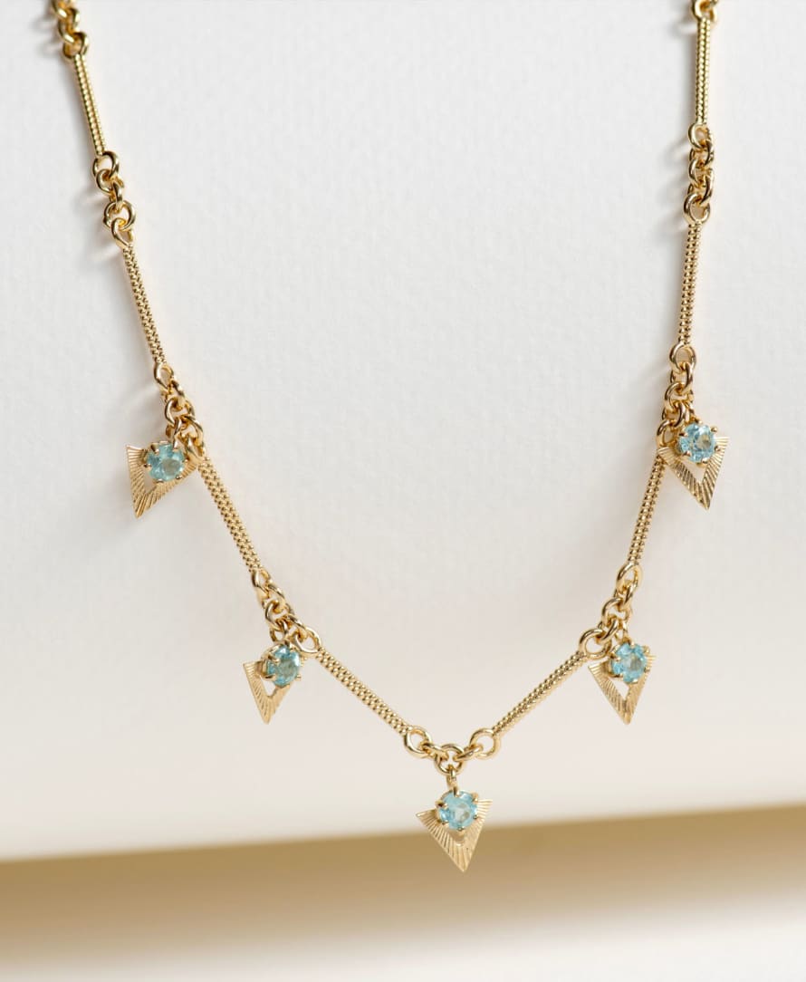 Zoe and Morgan  Hyacinth Blue Apatite Gold Necklace