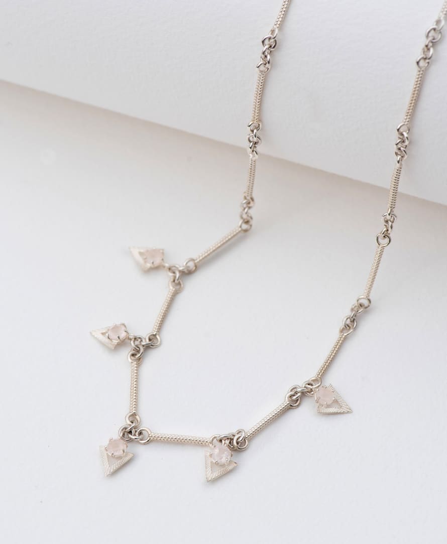 Zoe and Morgan  Hyacinth Rose Quartz Silver Necklace