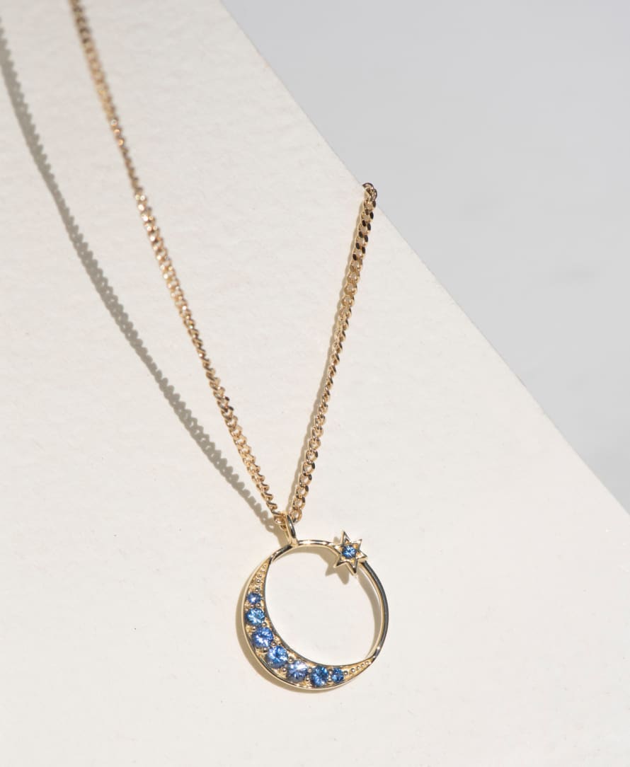 Zoe and Morgan  Celestia Blue Sapphire Gold Necklace