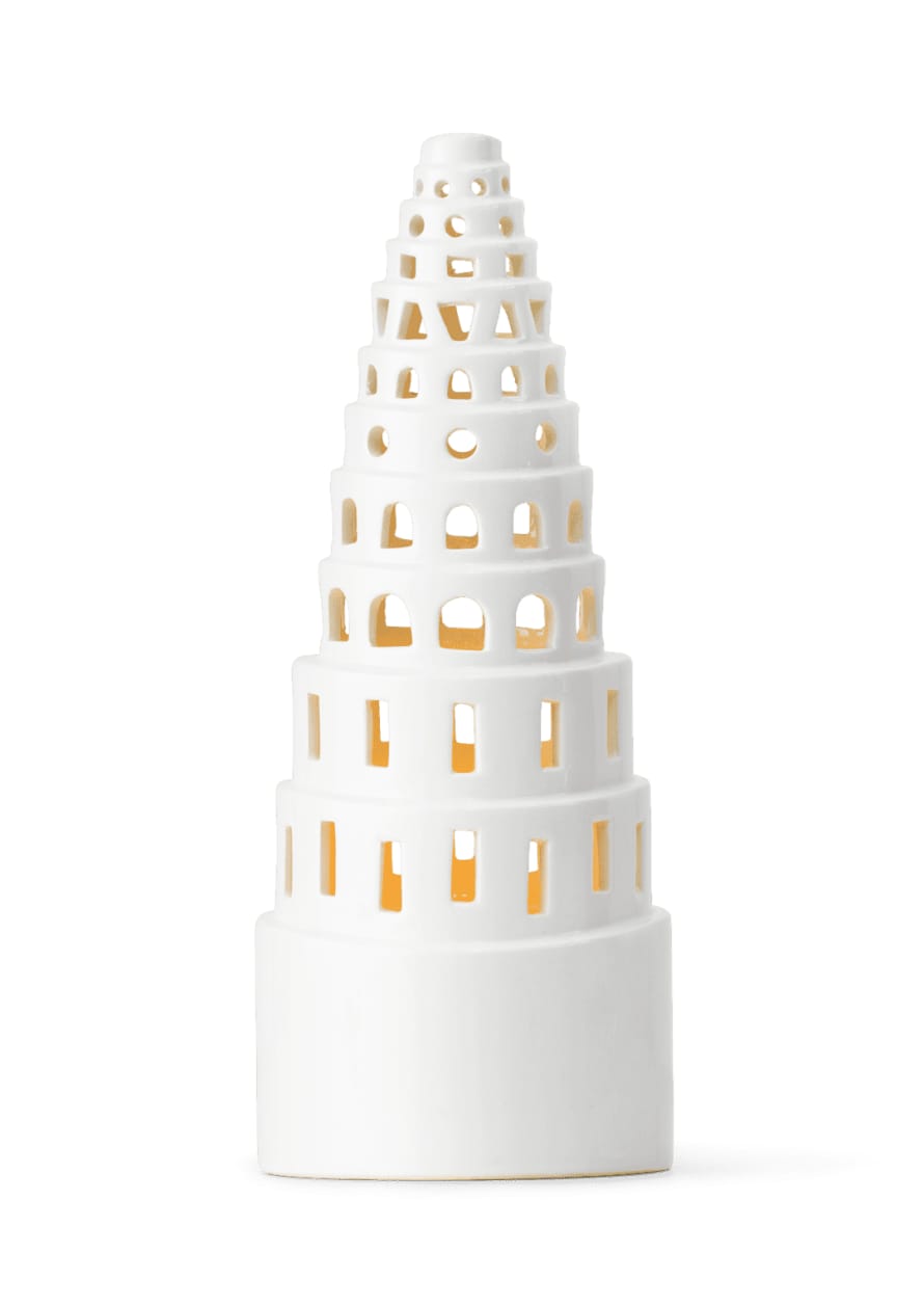 Kähler White Ceramic Urbania Tealight House High Tower