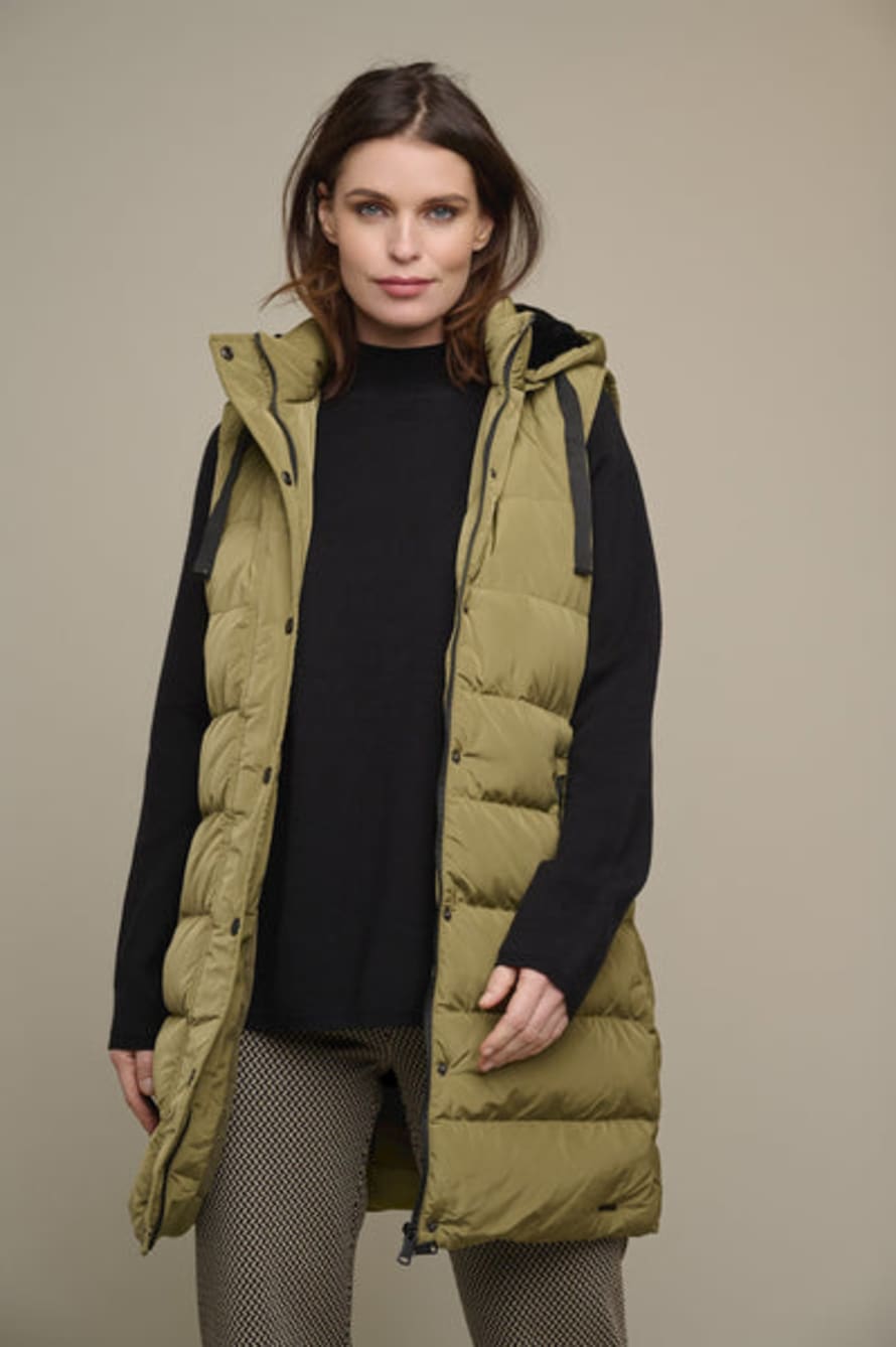Rino and Pelle Jacy Padded Waistcoat With Faux Fur And Detachable Hood - Ivy