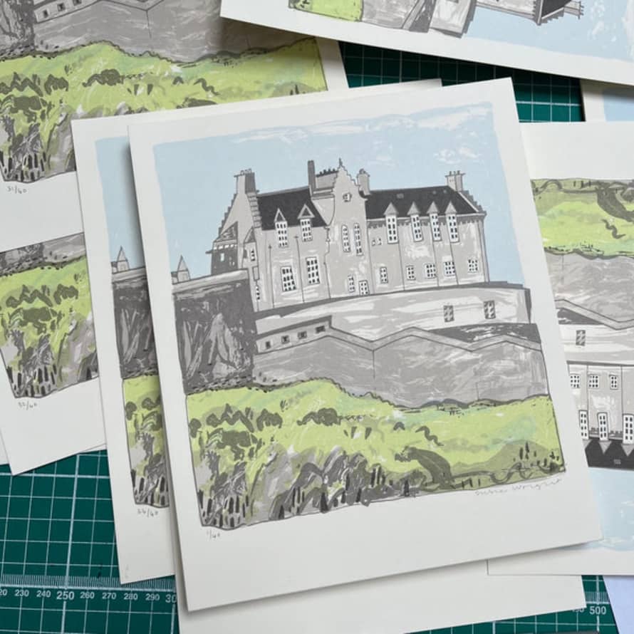 Susie Wright Edinburgh Castle From Princess Street Screen Print