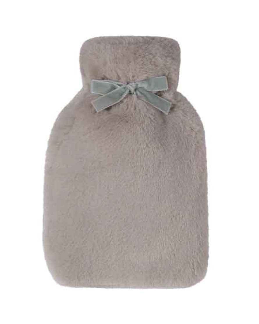 Chalk Teddy Hot Water Bottle Luxury Fur Taupe