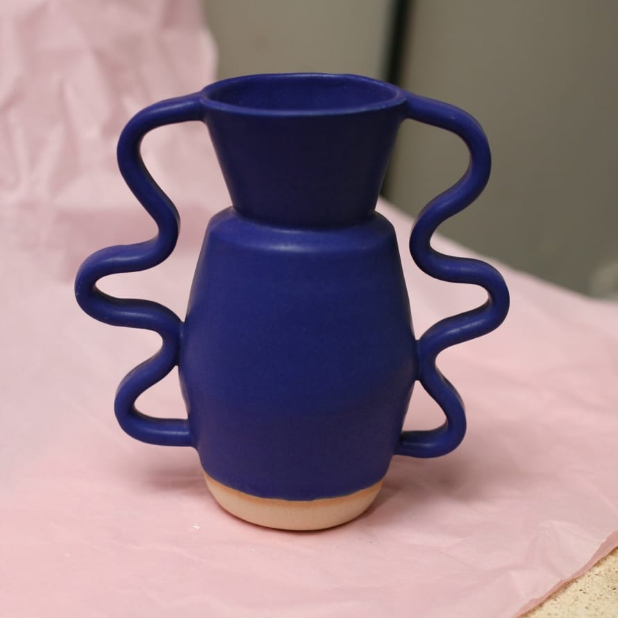 Sophie Alda Flood vase in blue wiggle