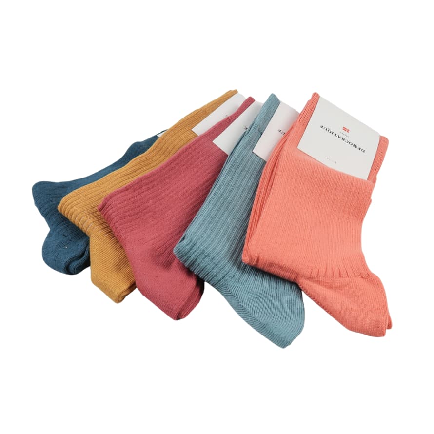 Democratique Socks Men's Socks - Set of 5 Pairs of Fine Rib Socks
