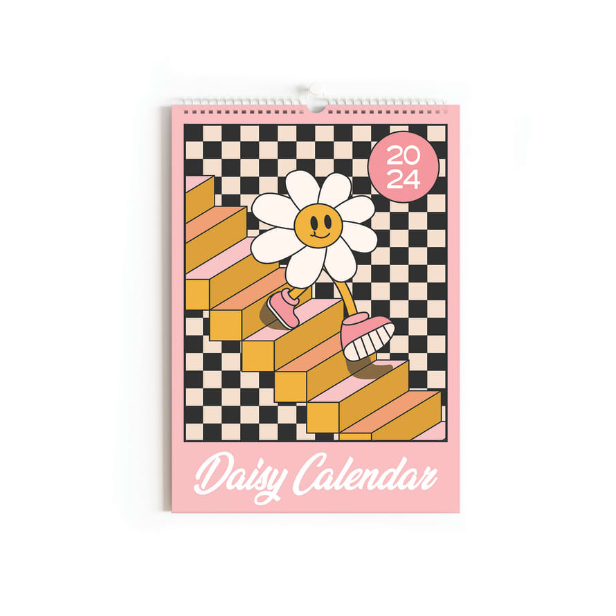 Sofe Store A4 Pink Daisy Floral 2024 Calendar