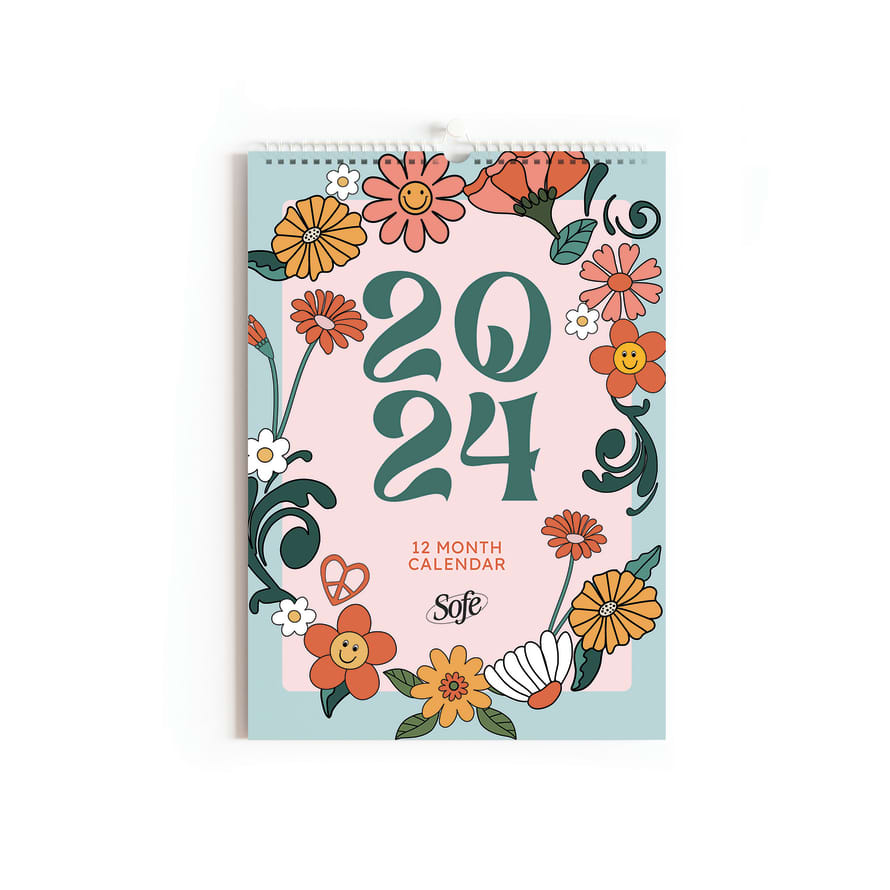 Sofe Store A3 Blue Flower Garden 2024 Calendar