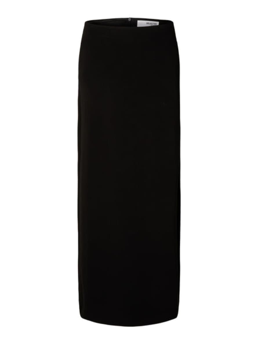 Selected Femme Slfilvetti Black Long Skirt