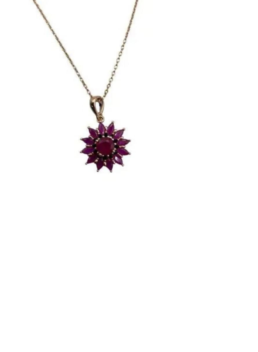 sixton Ruby Flower Necklace From