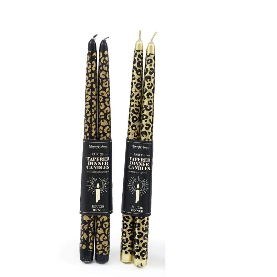 Temerity Jones Leopard Print Taper Candle : Pack of 2 - Black Candle or Gold Candle