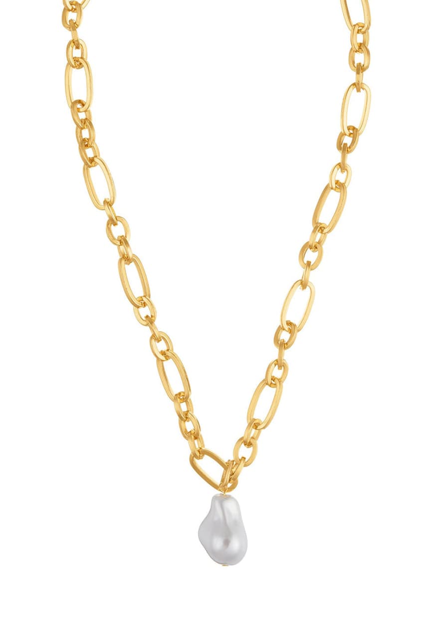 Orelia Statement Chunky Chain Pearl Necklace