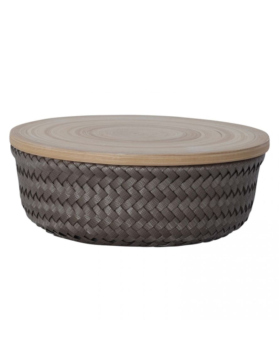 Handed By  Small Taupe Wonder Round Storage Basket