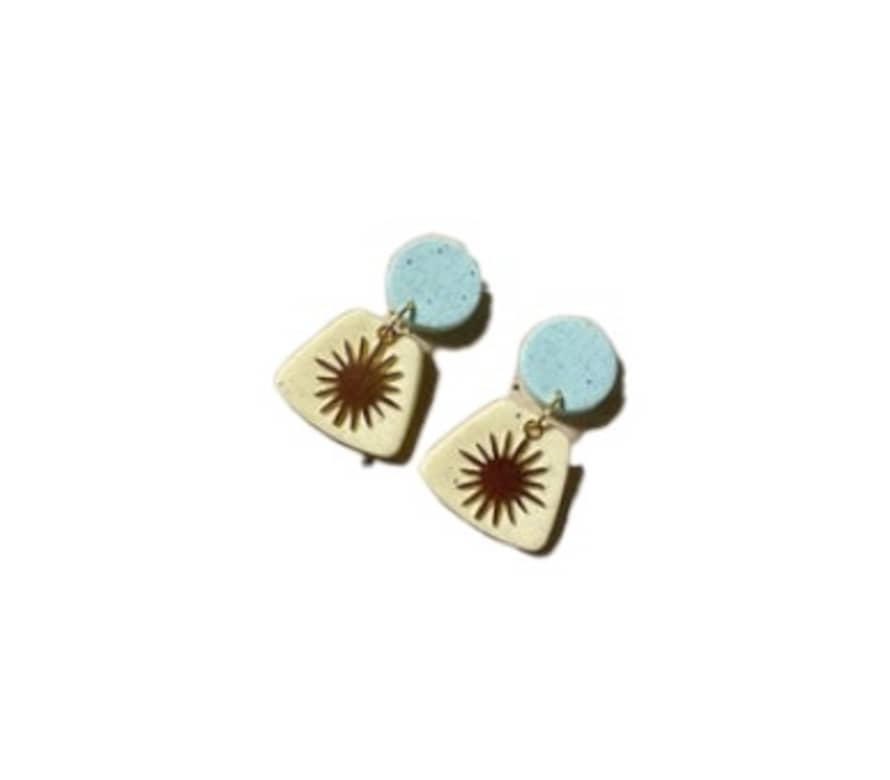 Clay and Co Blue And Yellow Speckled Earrings