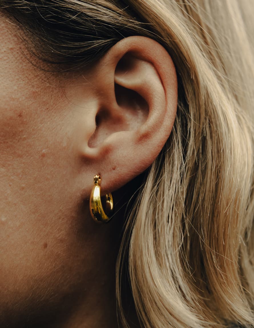 Nordic Muse Gold Mini Crescent Hoop Earrings, Waterproof