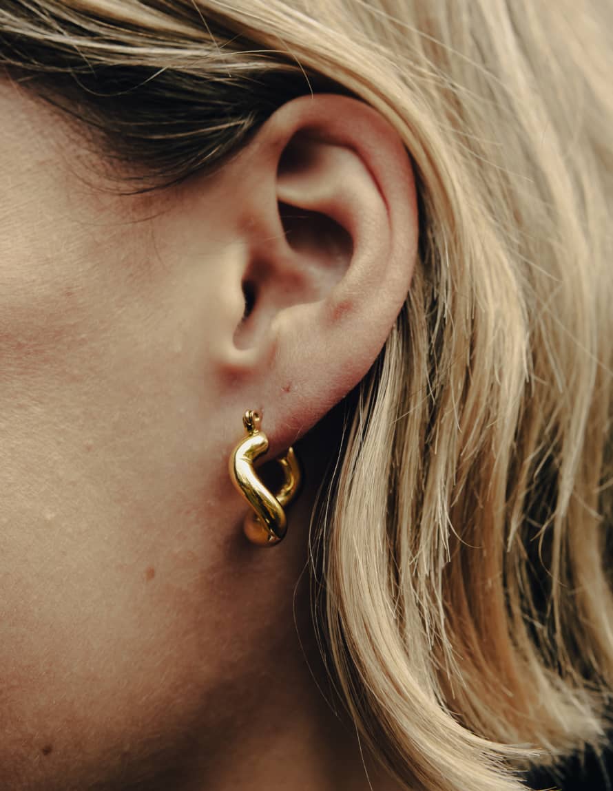 Nordic Muse Gold Fluid Hoop Earrings, 18K Tarnish-Free Waterproof Gold