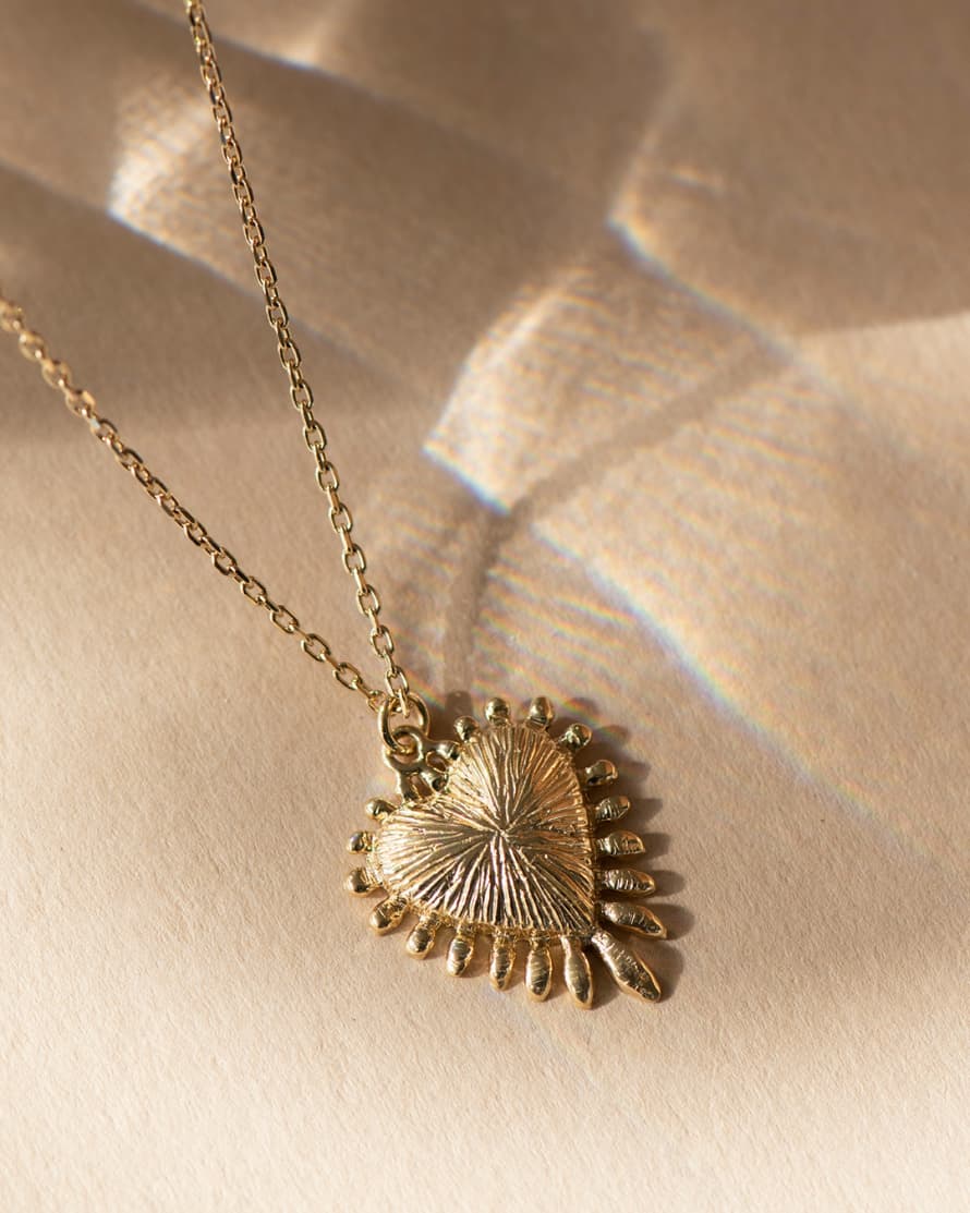 Zoe and Morgan  Heart Rays Necklace Gold