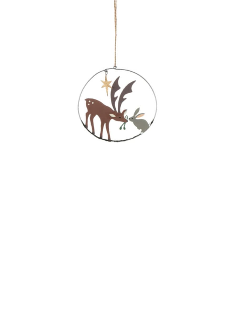 Shoeless Joe Christmas Deer & Hare In Ring