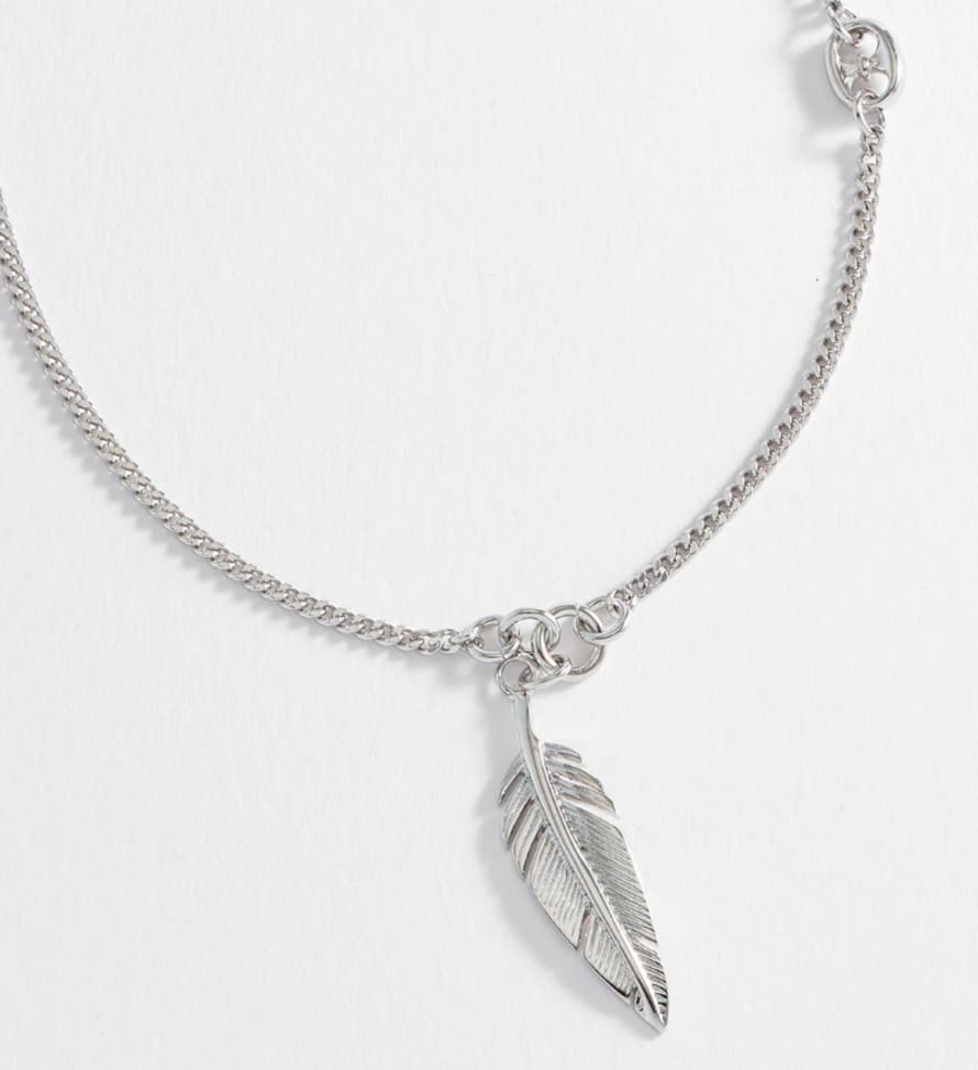 Estella Bartlett  Rhodium Plated Feather Pendant Necklace