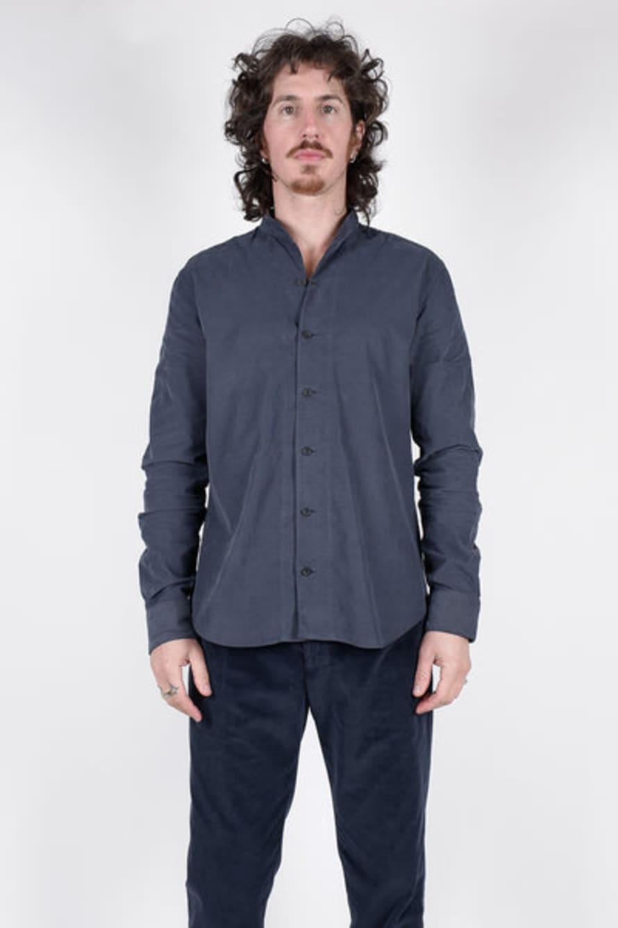 Hannes Roether Textured Cotton Shirt Blue