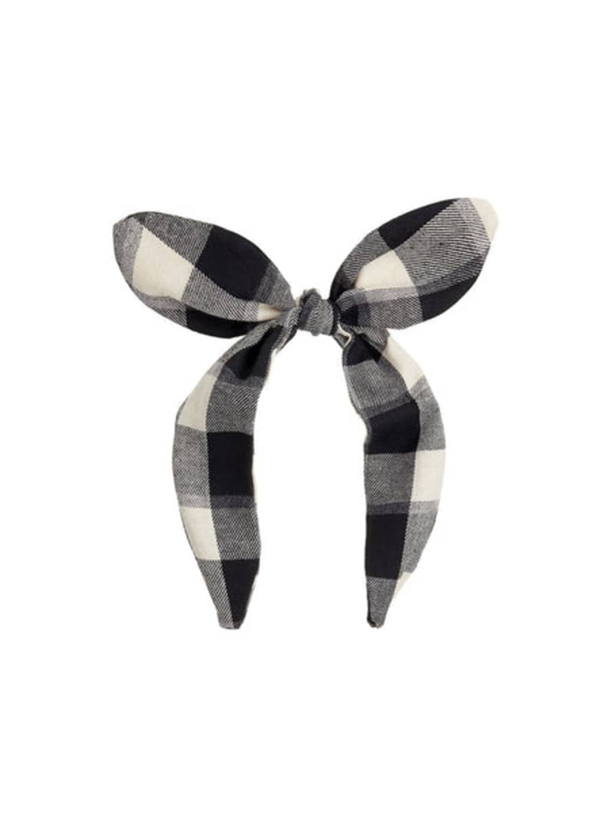 Mimi & Lula Headband White And Black Checked Pattern With A Bow