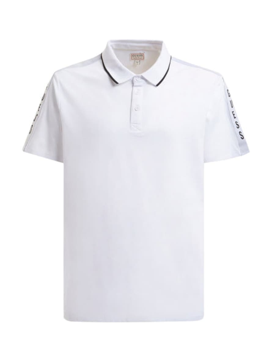 Guess Pique Tape Regular Fit Polo Shirt White
