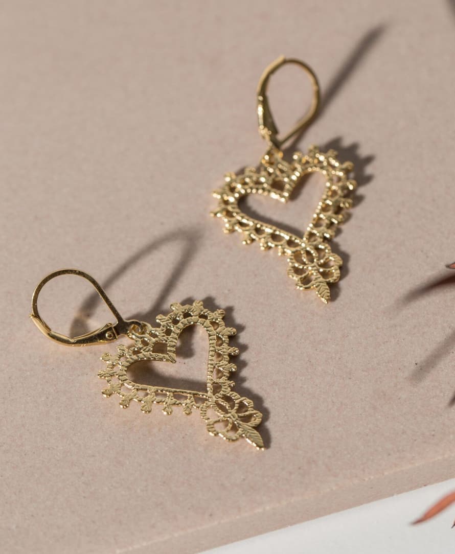 Zoe and Morgan  Gold Heart Earrings