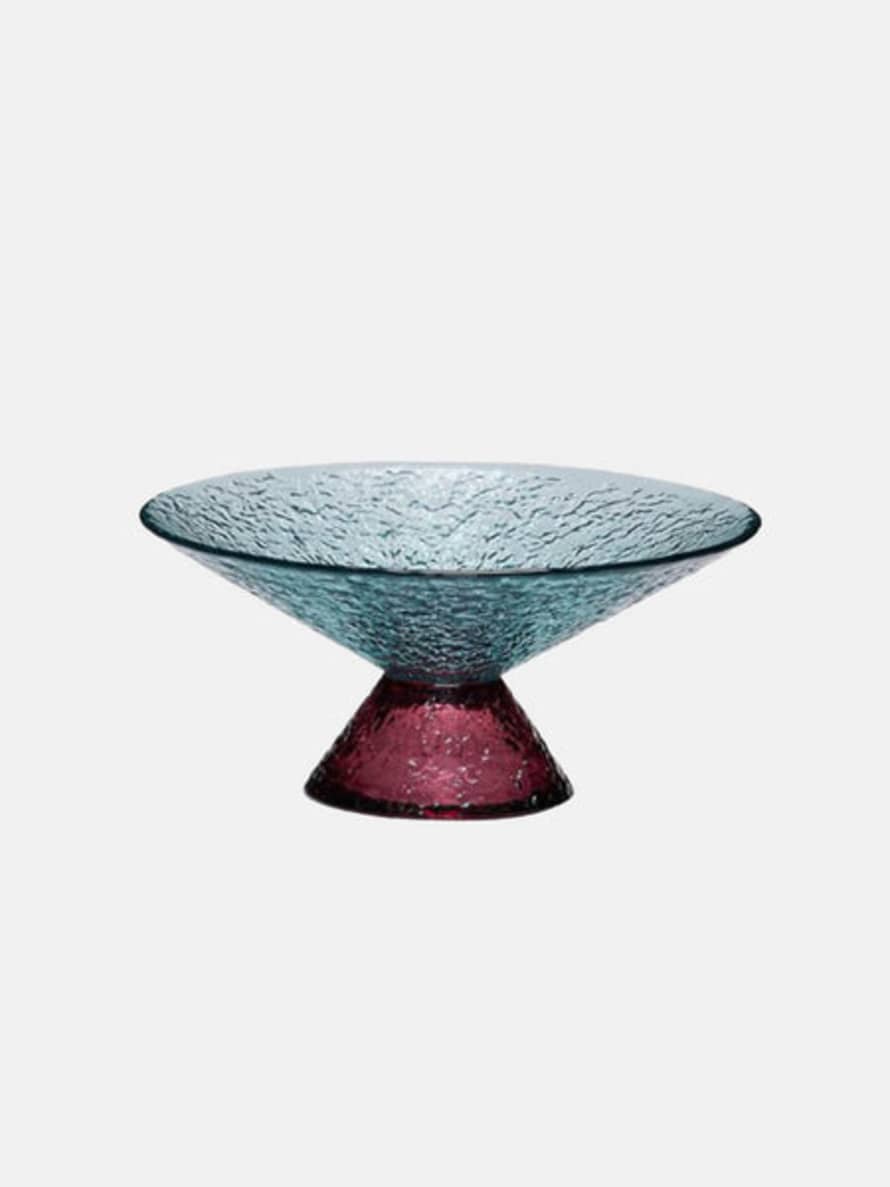 Hubsch Bonbon Glass M Bowl - Blue/Red