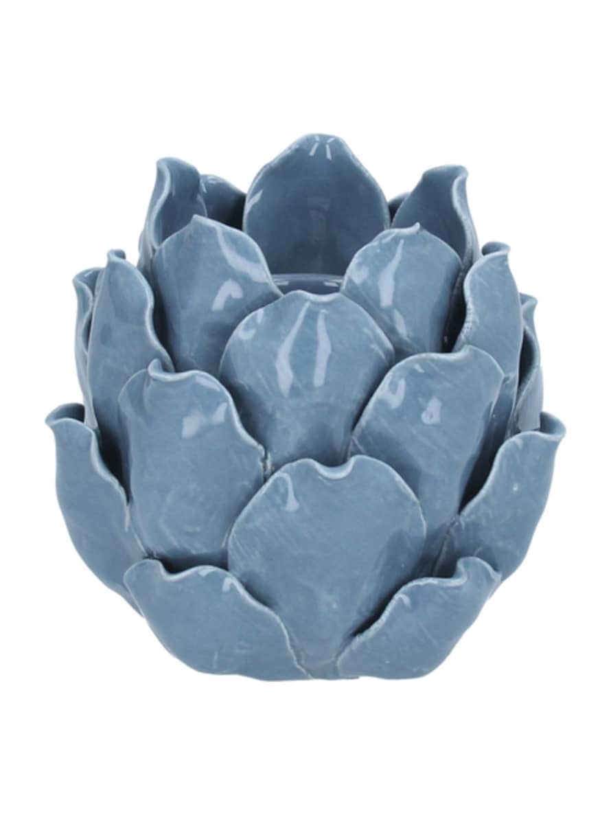 Gisela Graham Blue Porcelain Artichoke Tea Light Holder