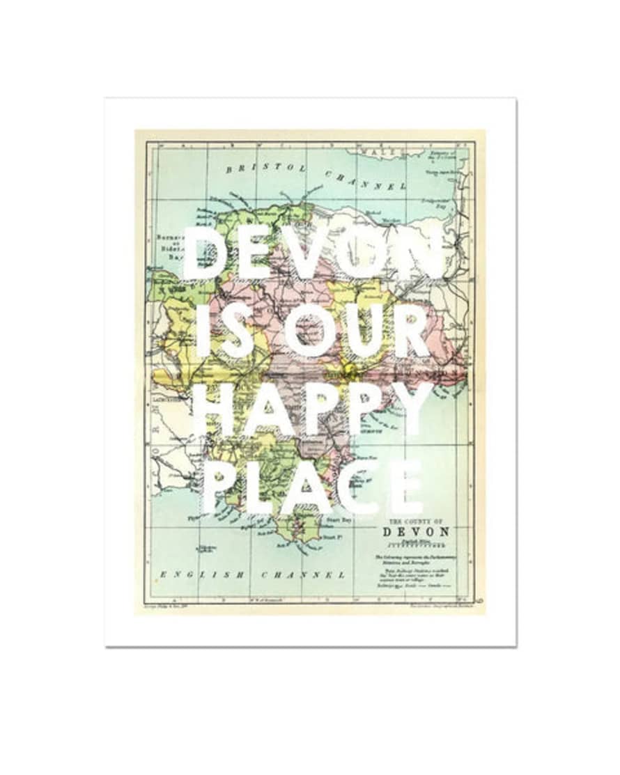 Beach House Art Devon Is Our Happy Place Poster