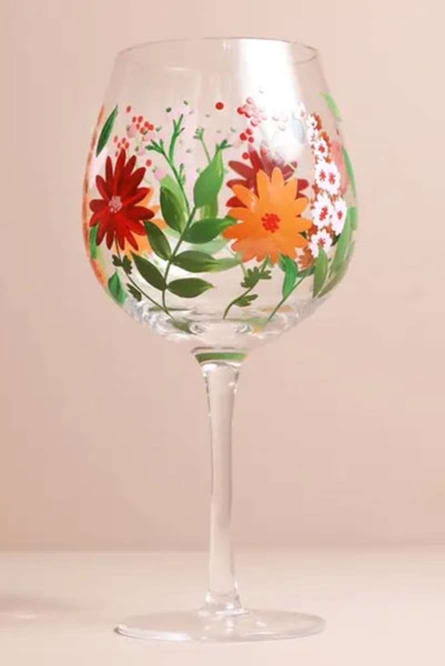 Lisa Angel Hand Painted Wildflower Balloon Gin Glasses