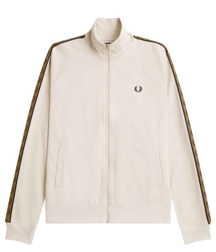 Fred Perry Contrast Taped Track Jacket Oatmeal & Shaded Stone